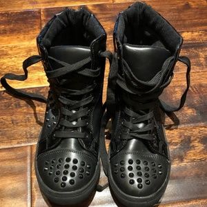 Black Studded High Top Sneakers